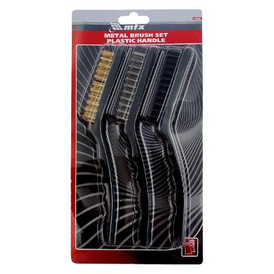 Jogo Escova De Aço 3 Peças Limpeza Pesada Aço E Nylon MTX