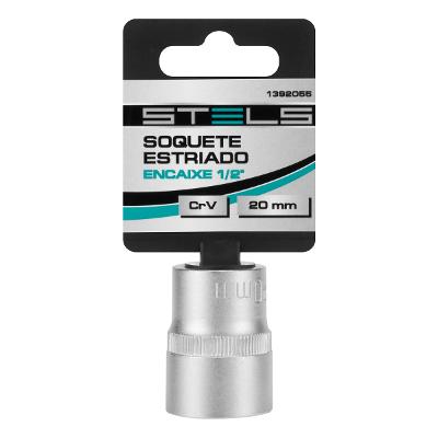 Soquete Estriado 1/2'' 20mm Aço CrV Stels
