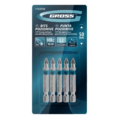 Bits Pz1x50mm Aço S2 Gross 5 Peças Para Parafusadeira