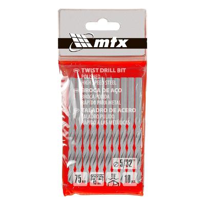 Broca Metal Polida HSS 5/32'' 10 Peças Aço Rápido MTX