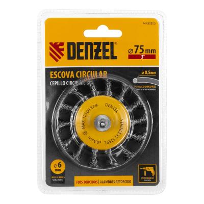 Escova Circular 75mm Aço Inoxidável Haste 1/4 Denzel