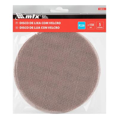 Disco de Lixa Telado Velcro Grão 220 150mm 5 Unidades MTX