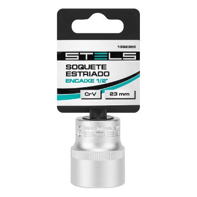 Soquete Estriado 1/2'' 23mm Aço CrV Stels