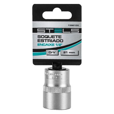 Soquete Estriado Stels 1/2'' 21mm Aço Cromo Vanádio