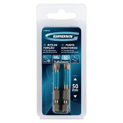 Bits Torção Ph3 50Mm Aço Japonês S2 Impacto 2 Unidades Gross Durabilidade