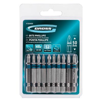 Bits Phillips Ph1 50mm Aço Rápido 10un Haste 1/4' Taiwan S2