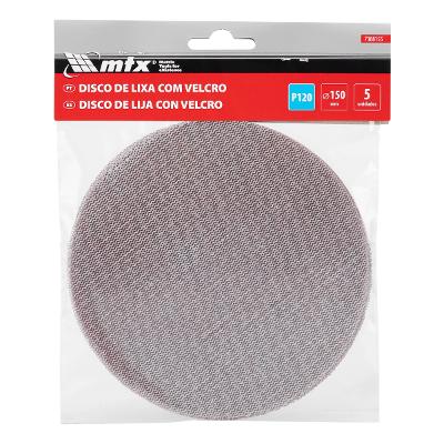 Disco de Lixa Telado com Velcro 150mm Grão 120 5 Unidades MTX