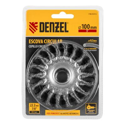 Escova Circular 100mm Furo 7/8'' 22mm Fios 0,5mm Denzel