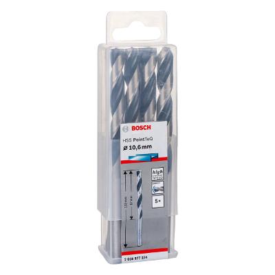 Broca Metal Bosch Aço Rápido Hss-Pointteq 10,6mm 5 Peças