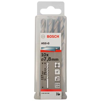 Broca Para Metal Bosch Aço Rápido Hss-G 7,8mm 10 Peças