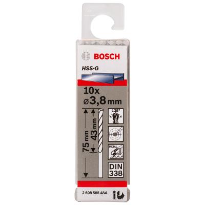 Broca Para Metal Bosch Aço Rápido Hss-G 3,8mm 10 Peças
