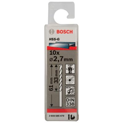 Broca Para Metal Bosch Aço Rápido Hss-G 2,7mm 10 Peças