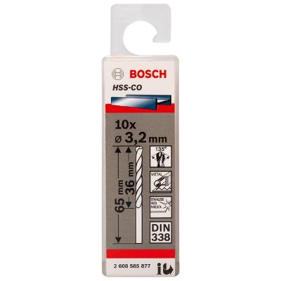 Broca Para Metal Bosch Aço Rápido Hss-Co 3,2mm 10 Peças