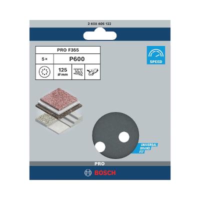 Disco De Lixa Bosch Pro F355 125mm Grano 600 - 5 Unidades