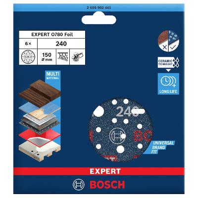 Jogo De Disco De Lixa Bosch Expert O780 150mm G240 C/ 6 Un
