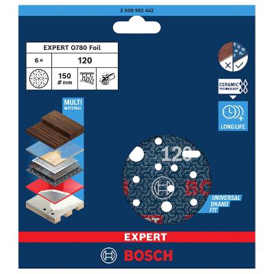 Jogo De Disco De Lixa Bosch Expert O780 150mm G120 C/ 6 Un