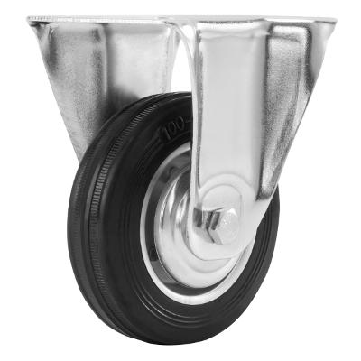 Rodízio Borracha Preto Fixo 100mm 55kg Suporte MTX