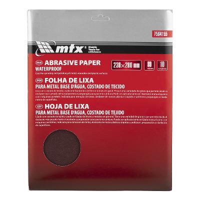 Folha de Lixa Costado de Tecido Grão 80 230x280mm 10 Peças