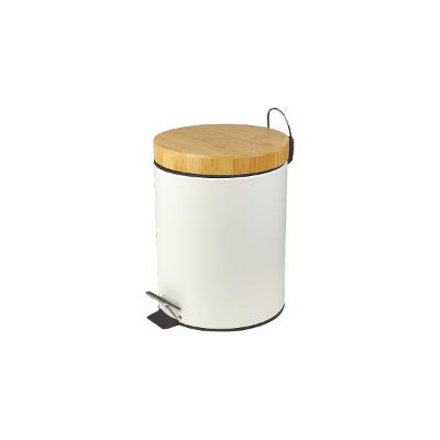 Lixeira 5 Litros Bambu Preta Branca Antiderrapante Kala