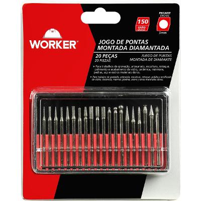 Jogo Ponta Diamantada 1.3/4'' G150 20 Peças Precisão Worker