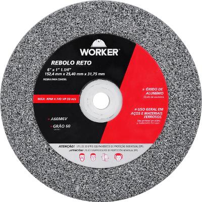 Rebolo 6X1X1.1/4 Fino Grão 60 Óxido Alumínio Desbaste Worker