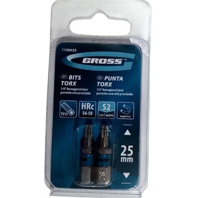 Bit Torx T15 25 mm Aço S2 2 Peças Gross