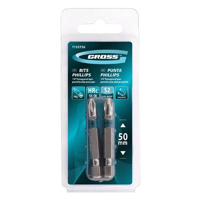 Bit Phillips Ph2 50 mm Aço S2 2 Peças Gross