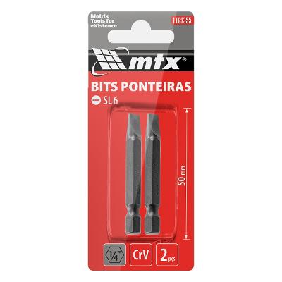 Bit Fenda Sl6 50 Mm Aço CrV 2 Peças Mtx