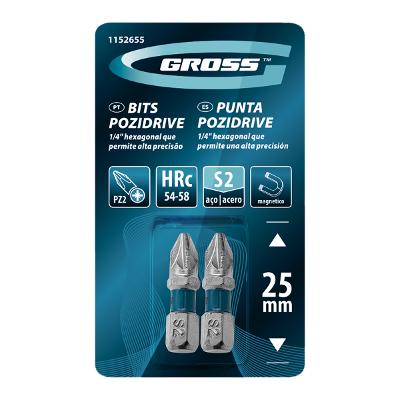 Bits Pozidriv Pz2 25 mm 2 Peças Gross