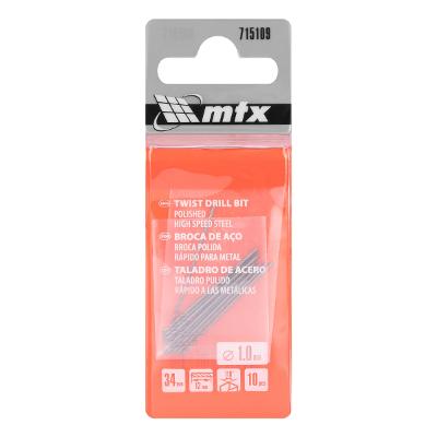 Broca Aço Rápido 1 Mm 10 Peças Mtx HSS Cilíndrica