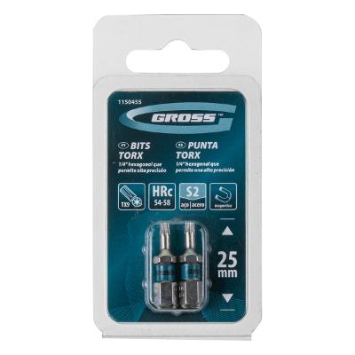 Bit Torx T9 25 mm Gross Aço S2 2 Peças