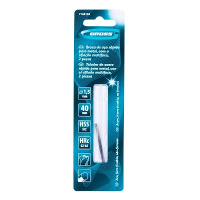 Broca Aço Rápido 1,5 x 40 mm M2 2 Peças Gross