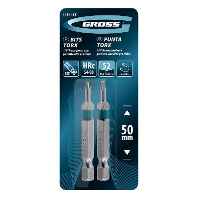Bit Torx T8 50 mm 2 Peças Gross Aço S2 Magnético
