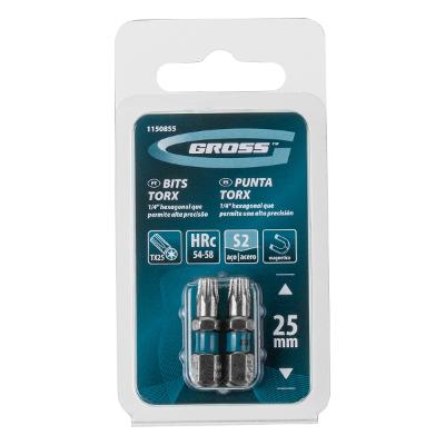 Bit Torx T25 25 mm 2 Peças Gross Aço S2