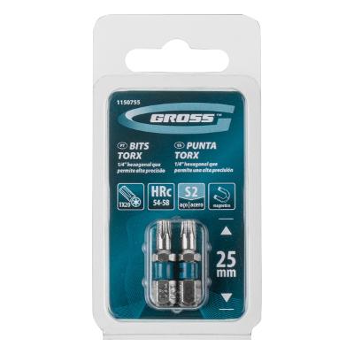 Bit Torx T20 25 mm Gross 2 Peças Aço S2 Magnético