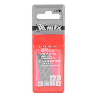 Broca Aço Rápido Mtx 1,5 Mm 10 Peças Standard Hss
