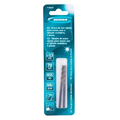 Broca Aço Rápido M2 3,5 x 70 mm Gross 2 Peças