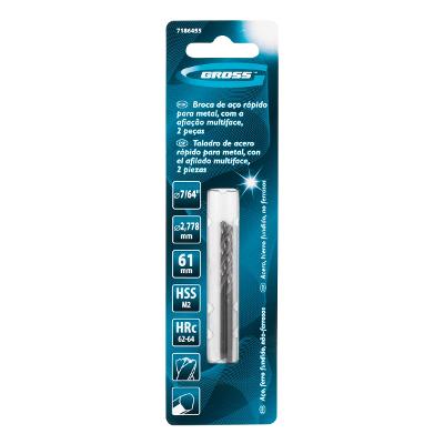 Broca Aço Rápido Gross 7/64 x 61 mm Aço M2 2 Peças