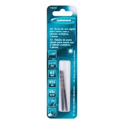 Broca Aço Rápido Gross 1/8 X 65 mm M2 2 Peças