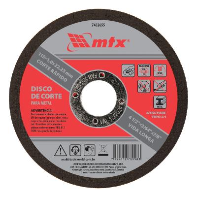 Disco De Corte Para Metal Mtx 115 X 1 X 22,23 Mm 1 Pç