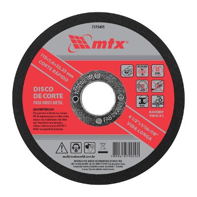 Disco De Corte Inox Metal 115mm Mtx 1 Peça