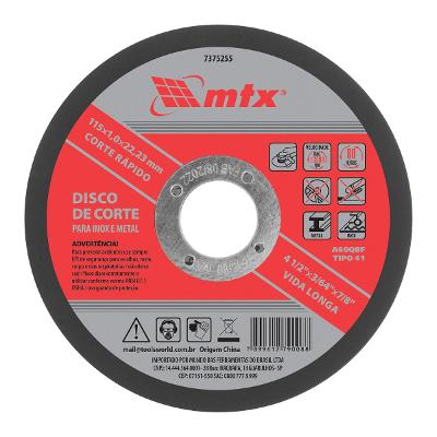 Disco De Corte Inox E Metal 115 Mm Mtx 1 Peça