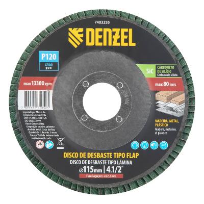 Disco Flap Carbeto Silício 115x22,2 mm Grão 120 Denzel