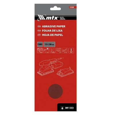 Folha De Lixa Grão 2000 115x280mm 5 Peças Mtx