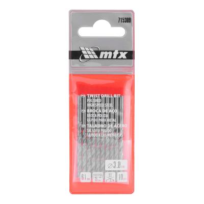 Jogo De Brocas Aço Rápido 3 mm 10 Peças Mtx