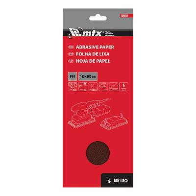 Folha De Lixa Mtx Grão 60 115 X 280 mm 5 Peças