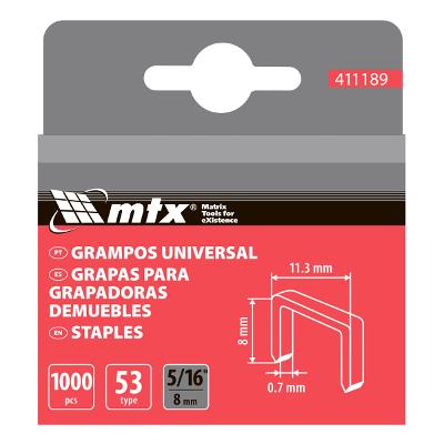 Grampos Para Grampeadores Mtx Tipo 53 8 mm 1000 Peças