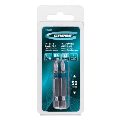 Kit 2 Bits Phillips Ph1 50 mm Aço S2 Gross
