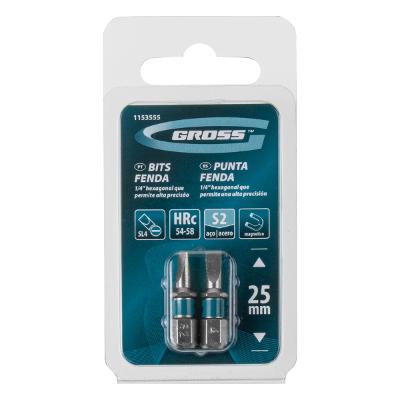 Kit 2 Bits Fenda Sl4 25 Mm Aço S2 Gross