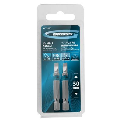 Kit 2 Bits Fenda Sl5 50 Mm Gross Aço S2 1/4